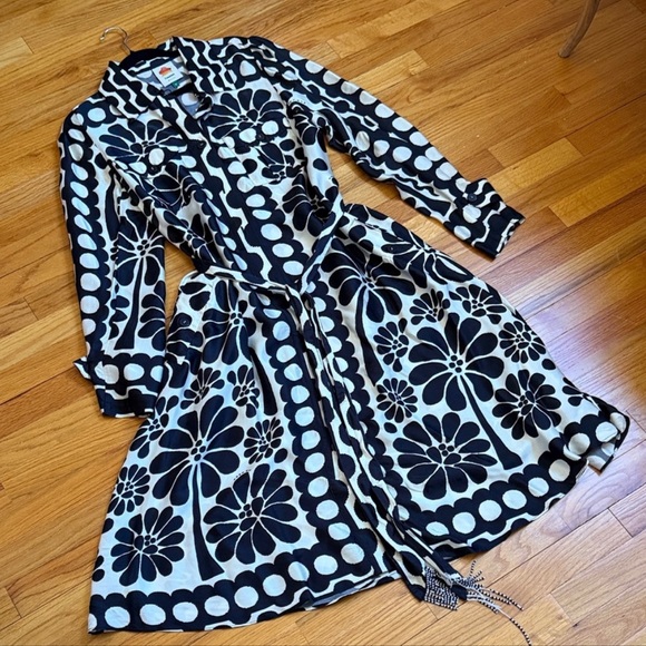 New Anthropologie Farm Rio Palermo Long-Sleeve Belted Midi Dress Size L - Picture 5 of 8